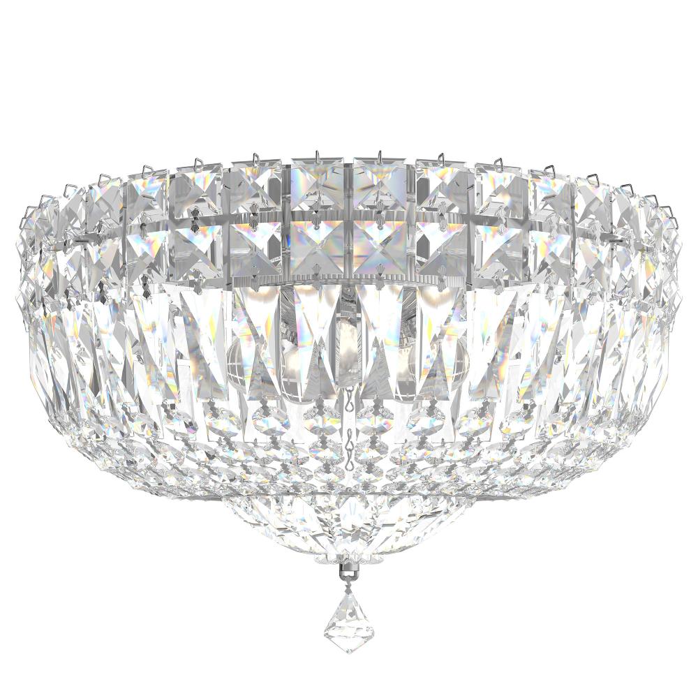 Schonbek 5892-40R Petit Crystal Deluxe 5 Light 12in x 8in Flush Mount in Silver with Clear Radiance Crystals