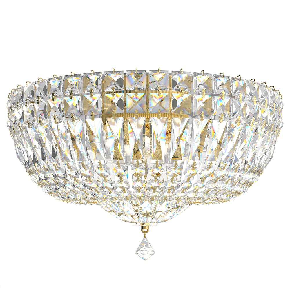 Schonbek 5893-211O Petit Crystal Deluxe 5 Light 14in x 8in Flush Mount in Polished Gold with Clear Optic Crystals