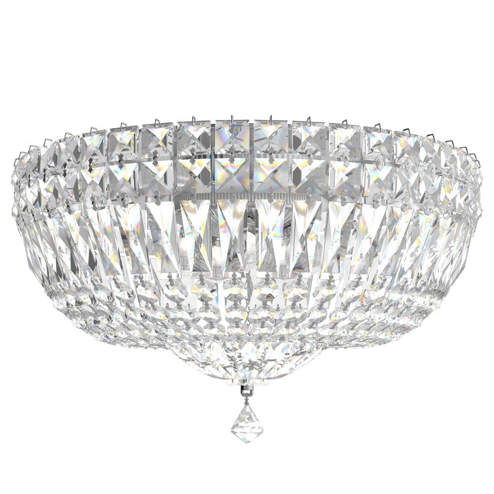Schonbek 5893-40O Petit Crystal Deluxe 5 Light 14in x 8in Flush Mount in Silver with Clear Optic Crystals