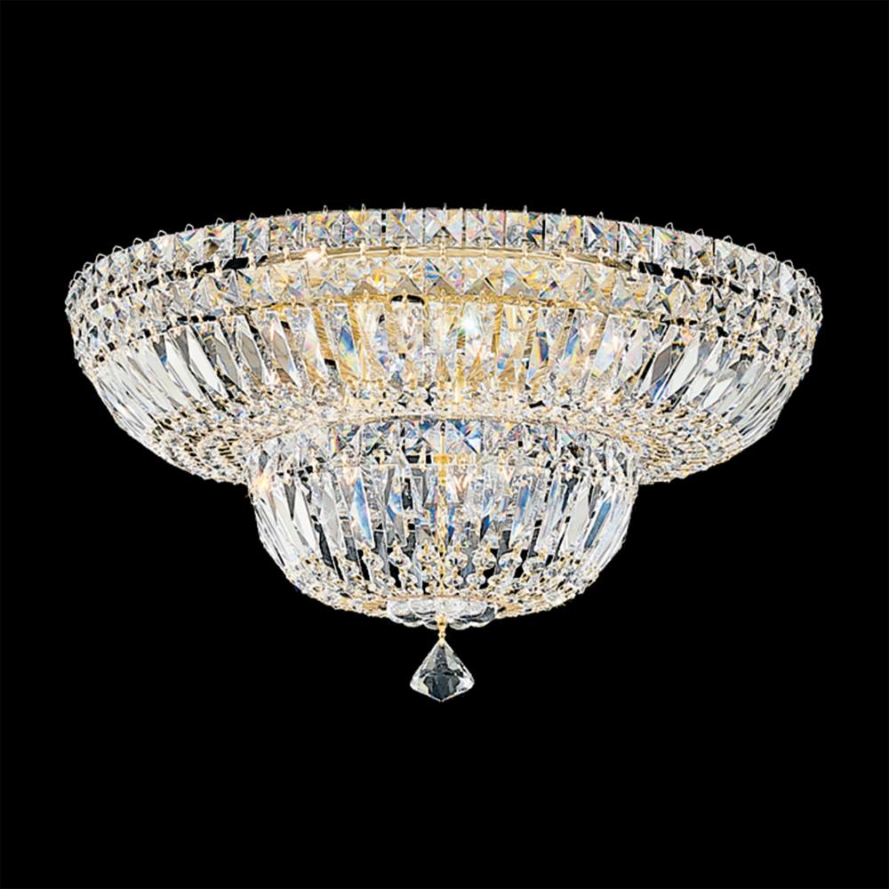 Schonbek 5894-211O Petit Crystal Deluxe 9 Light 18in x 10in Flush Mount in Polished Gold with Clear Optic Crystals
