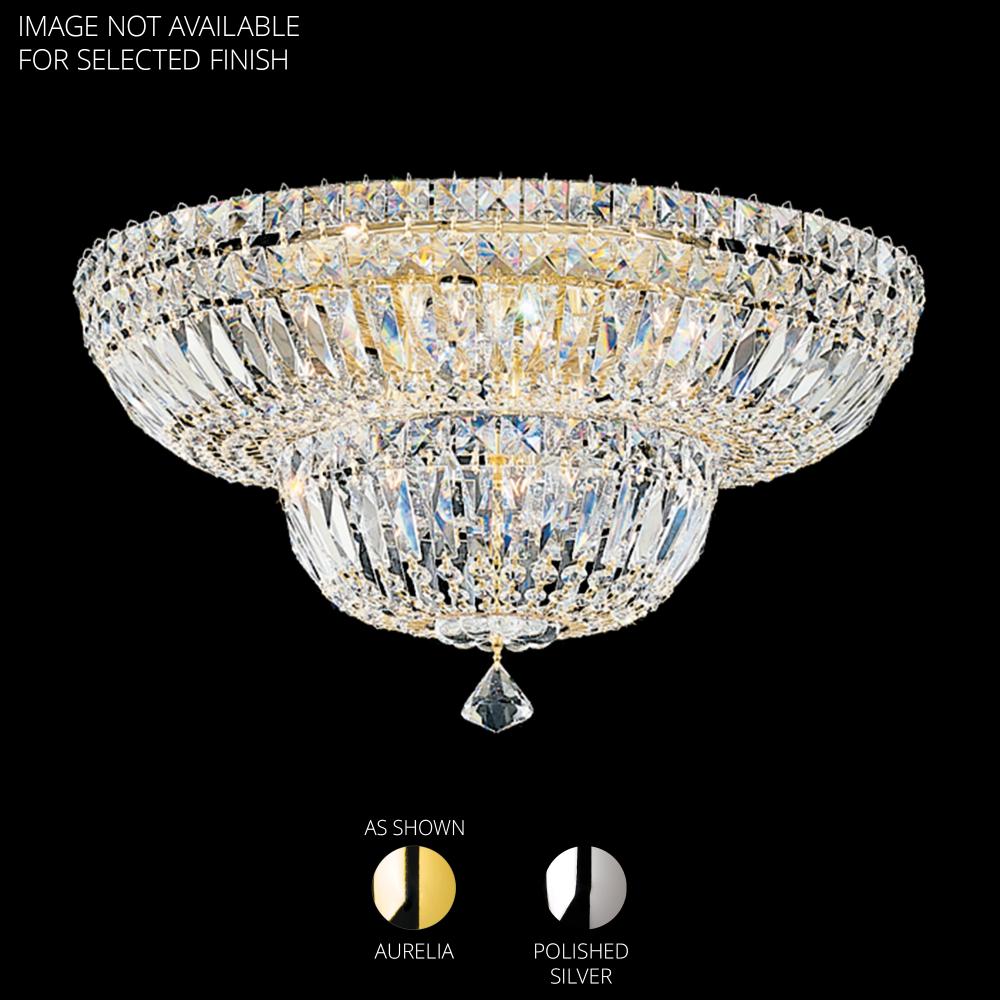 Schonbek 5894-40O Petit Crystal Deluxe 9 Light 18in x 10in Flush Mount in Silver with Clear Optic Crystals