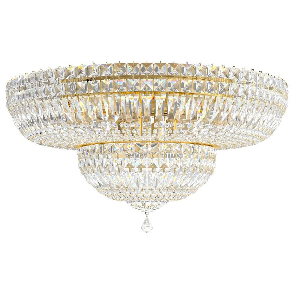 Schonbek 5895-211O Petit Crystal Deluxe 13 Light 24in x 12in Flush Mount in Polished Gold with Clear Optic Crystals