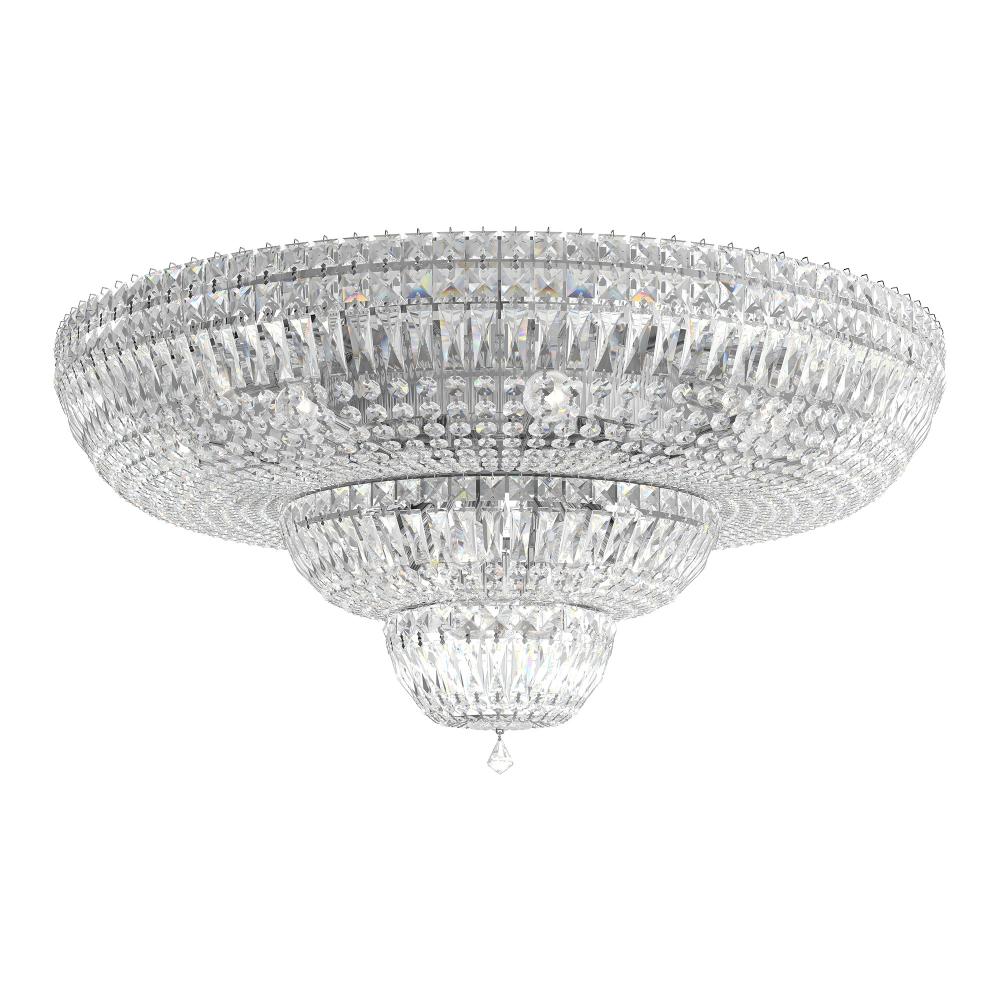 Schonbek 5898-40O Petit Crystal Deluxe 21 Light 30.5in x 15.5in Flush Mount in Silver with Clear Optic Crystals