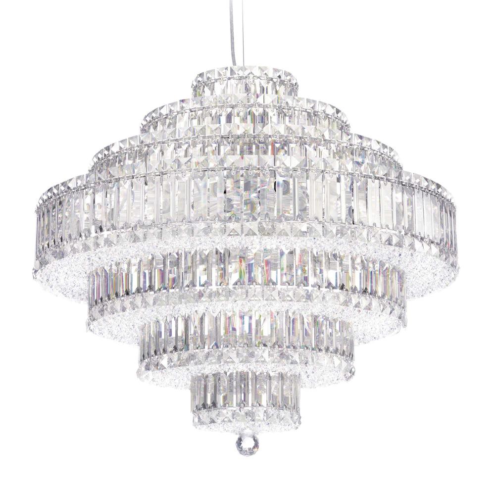 Schonbek 6677O Plaza 31 Light 27.5in x 25in Chandelier in Polished Stainless Steel with Clear Optic Crystals