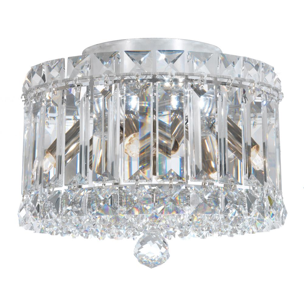 Schonbek 6690O Plaza 4 Light 8in x 7in Flush Mount in Polished Stainless Steel with Clear Optic Crystals