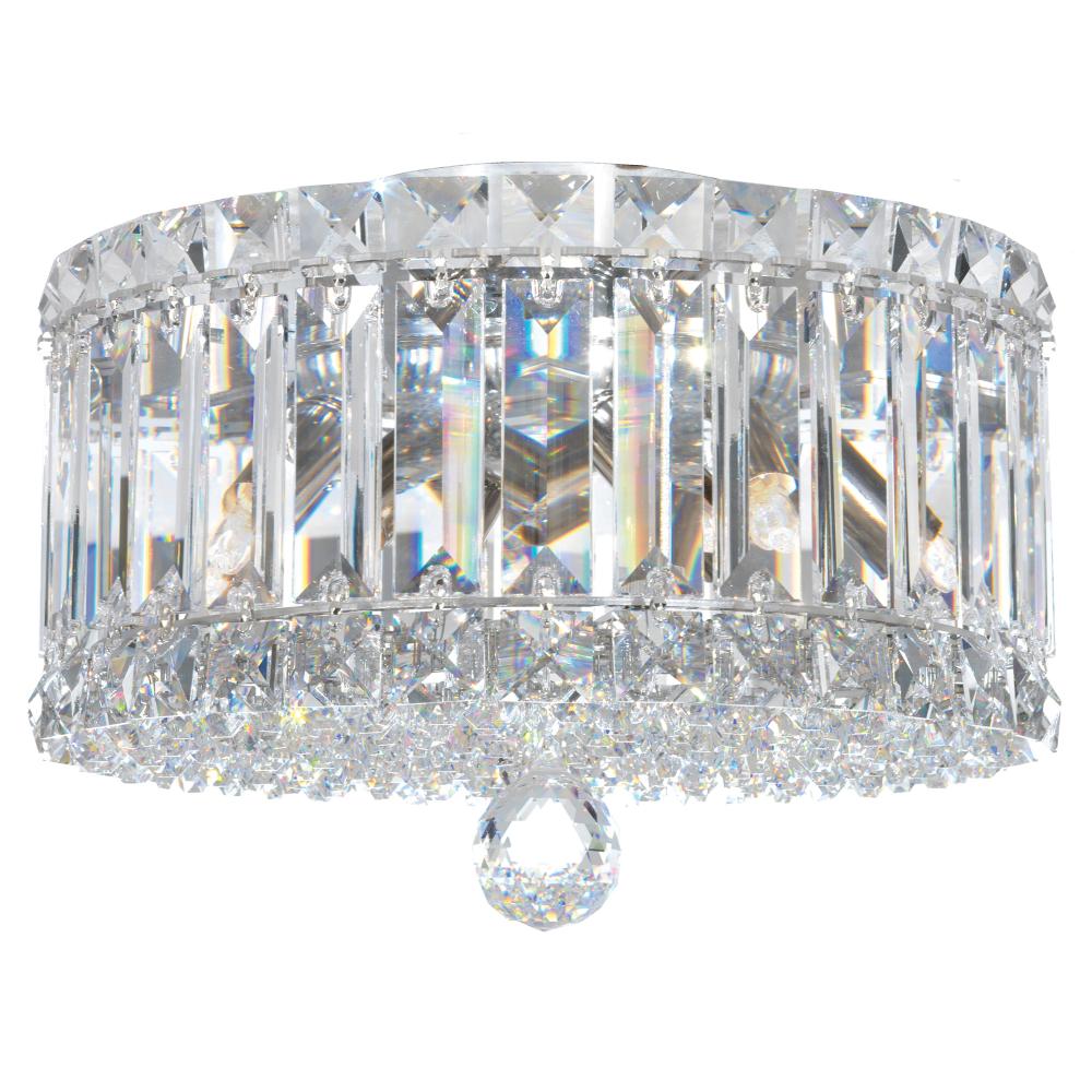 Schonbek 6692O Plaza 4 Light 10in x 7.5in Flush Mount in Polished Stainless Steel with Clear Optic Crystals