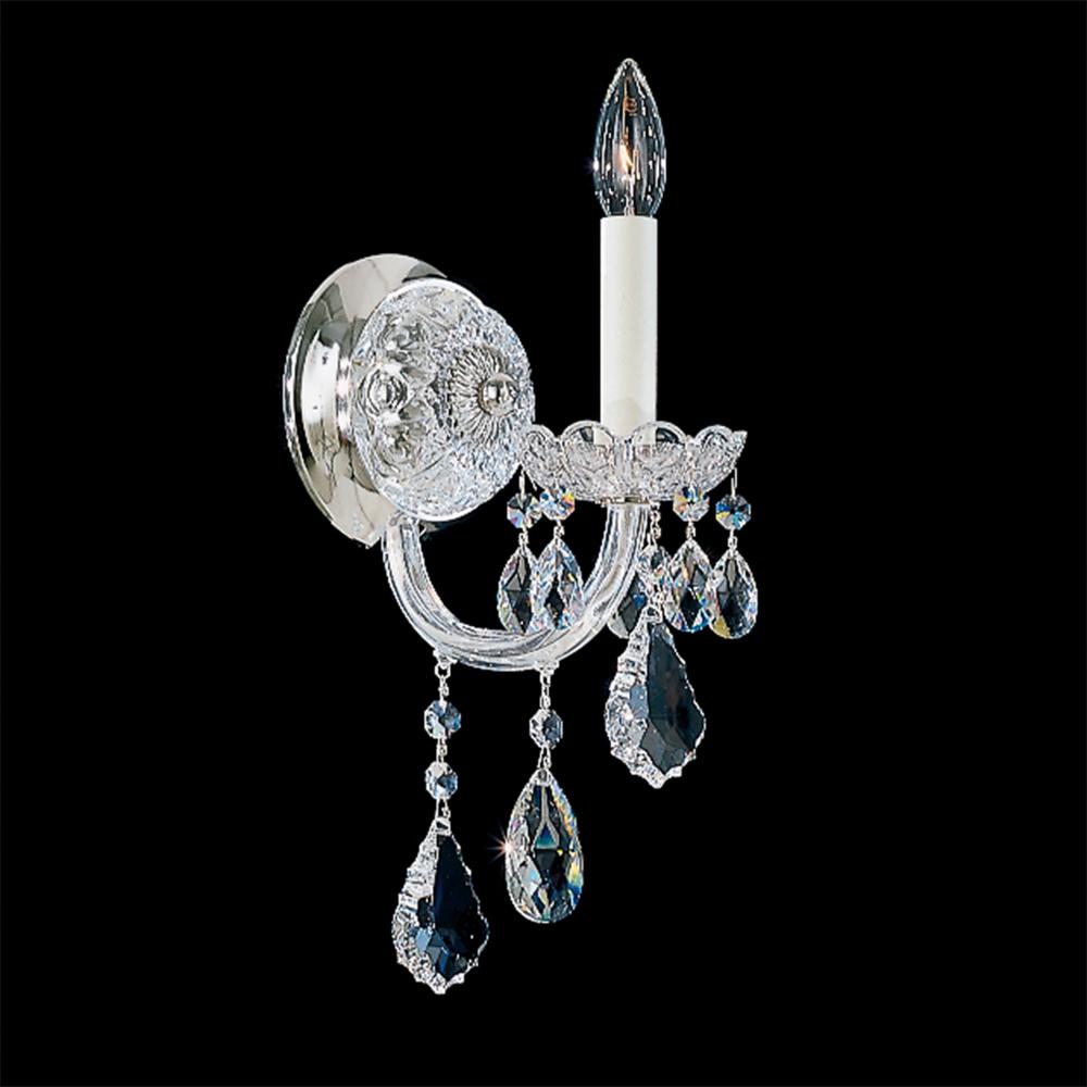 Schonbek 6805-40H Olde World 1 Light Wall Sconce in Silver with Clear Heritage Handcut Crystals