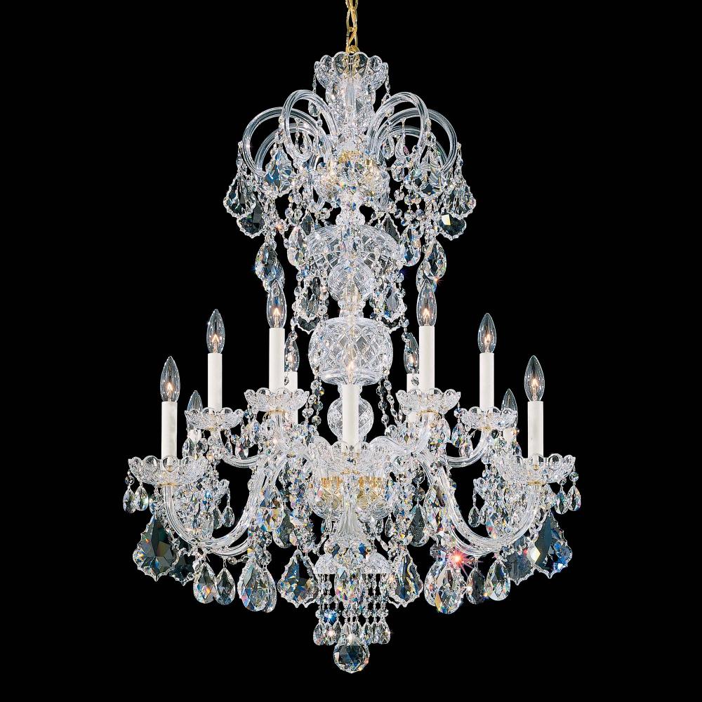 Schonbek 6813-211H Olde World 12 Light 30in x 39in Chandelier in Polished Gold with Clear Heritage Handcut Crystals