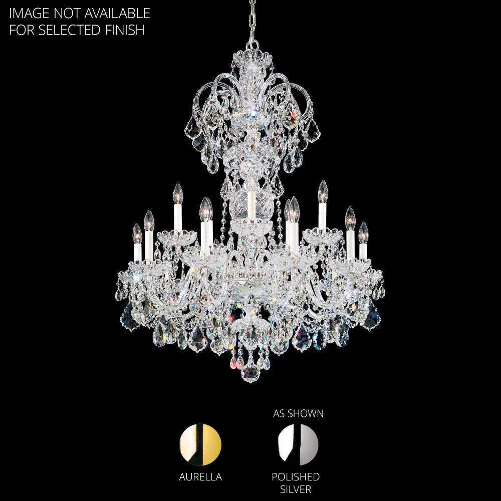 Schonbek 6814-211H Olde World 15 Light 32in x 40in Chandelier in Polished Gold with Clear Heritage Handcut Crystals