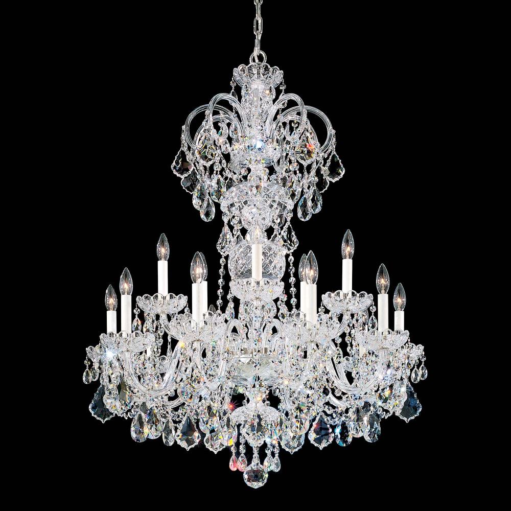 Schonbek 6814-40R Olde World 15 Light 32in x 40in Chandelier in Silver with Clear Radiance Crystals