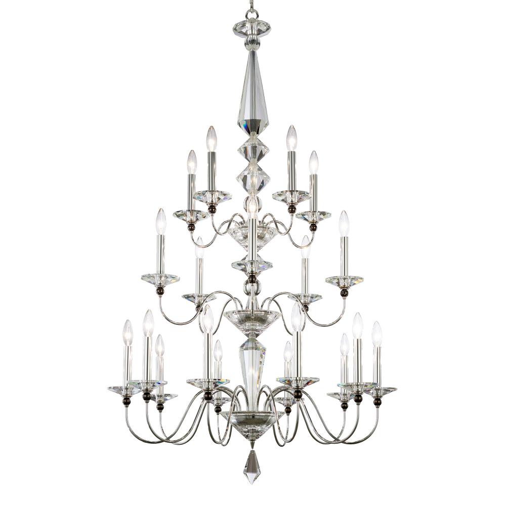 Schonbek 9698-40O Jasmine 20 Light 36in x 57in Three-Tier Wide Chandelier in Silver with Clear Optic Crystals