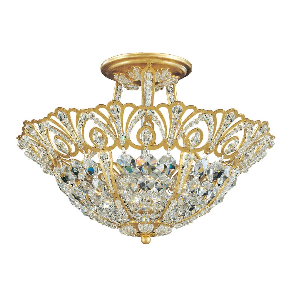 Schonbek 9841-22R Rivendell 5 Light 15in x 10.5in Semi-Flush Mount in Heirloom Gold with Clear Radiance Crystals