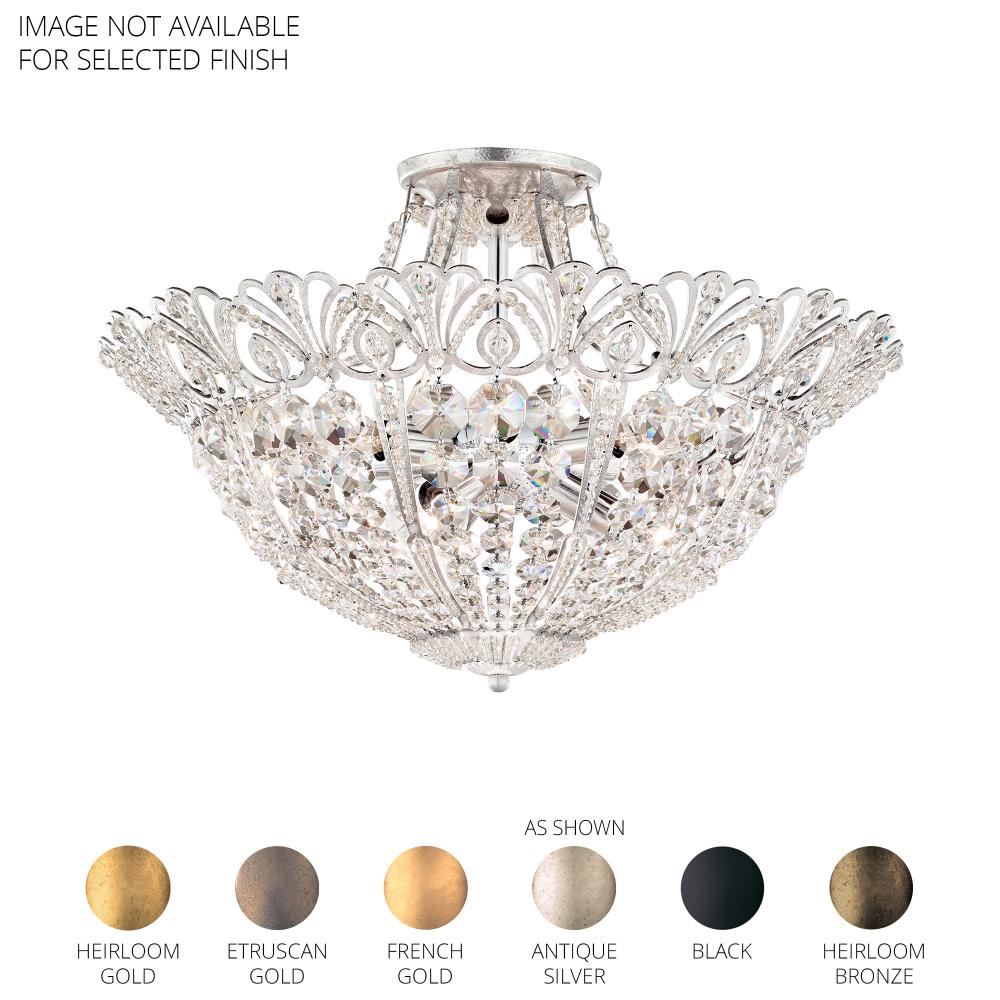 Schonbek 9843-22R Rivendell 6 Light 20in x 13.5in Semi-Flush Mount in Heirloom Gold with Clear Radiance Crystals