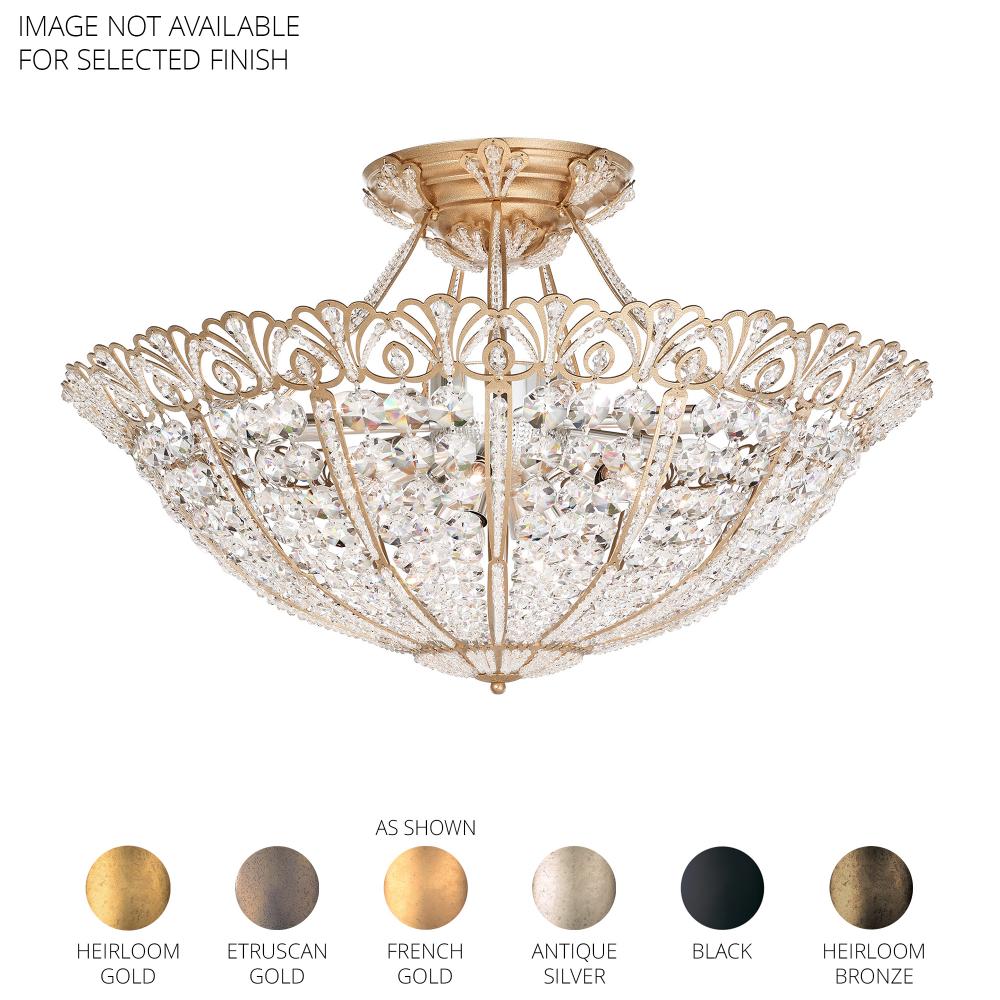 Schonbek 9845-22R Rivendell 17 Light 30in x 19.5in Semi-Flush Mount in Heirloom Gold with Clear Radiance Crystals