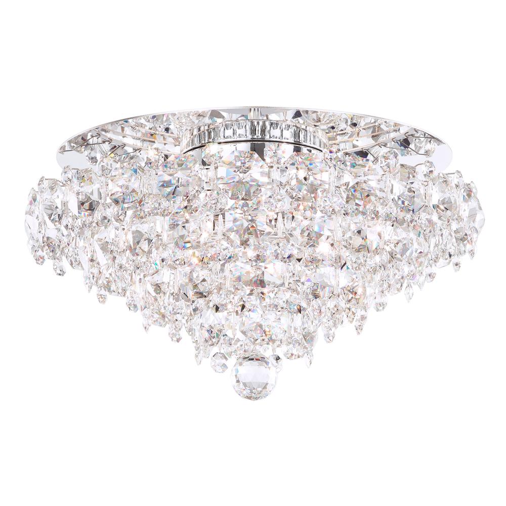 Schonbek BN1416N-401O Baronet 4 Light 19in x 11in Flush Mount in Polished Stainless Steel with Clear Optic Crystals