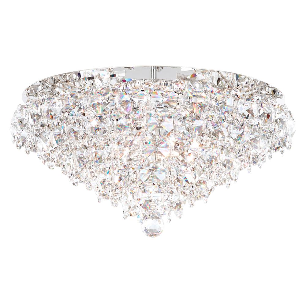 Schonbek BN1424N-401O Baronet 6 Light 24in x 12in Flush Mount in Polished Stainless Steel with Clear Optic Crystals