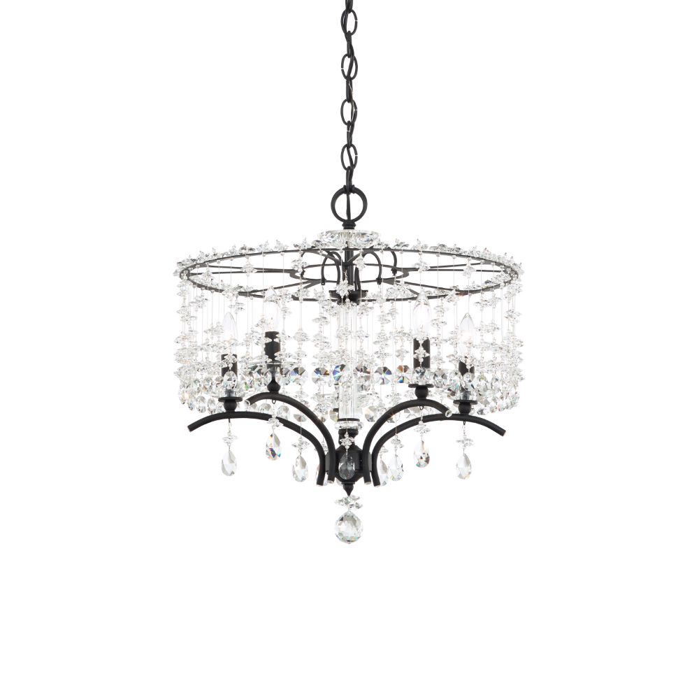 Schonbek TC1018N-06H Bella Rose 5 Light Transitional Chandelier In White With Clear Heritage Crystal