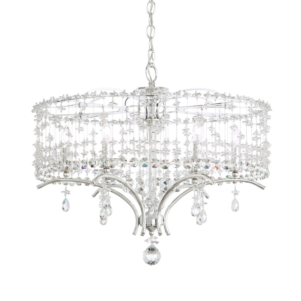 Schonbek TC1024N-06H Bella Rose 6 Light Transitional Chandelier In White With Clear Heritage Crystal
