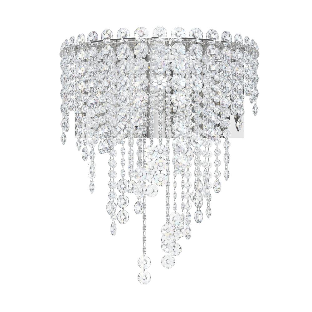 Schonbek CH1232N-401O Chantant 4 Light 14in x 18in Wall Sconce in Polished Stainless Steel with Clear Optic Crystals