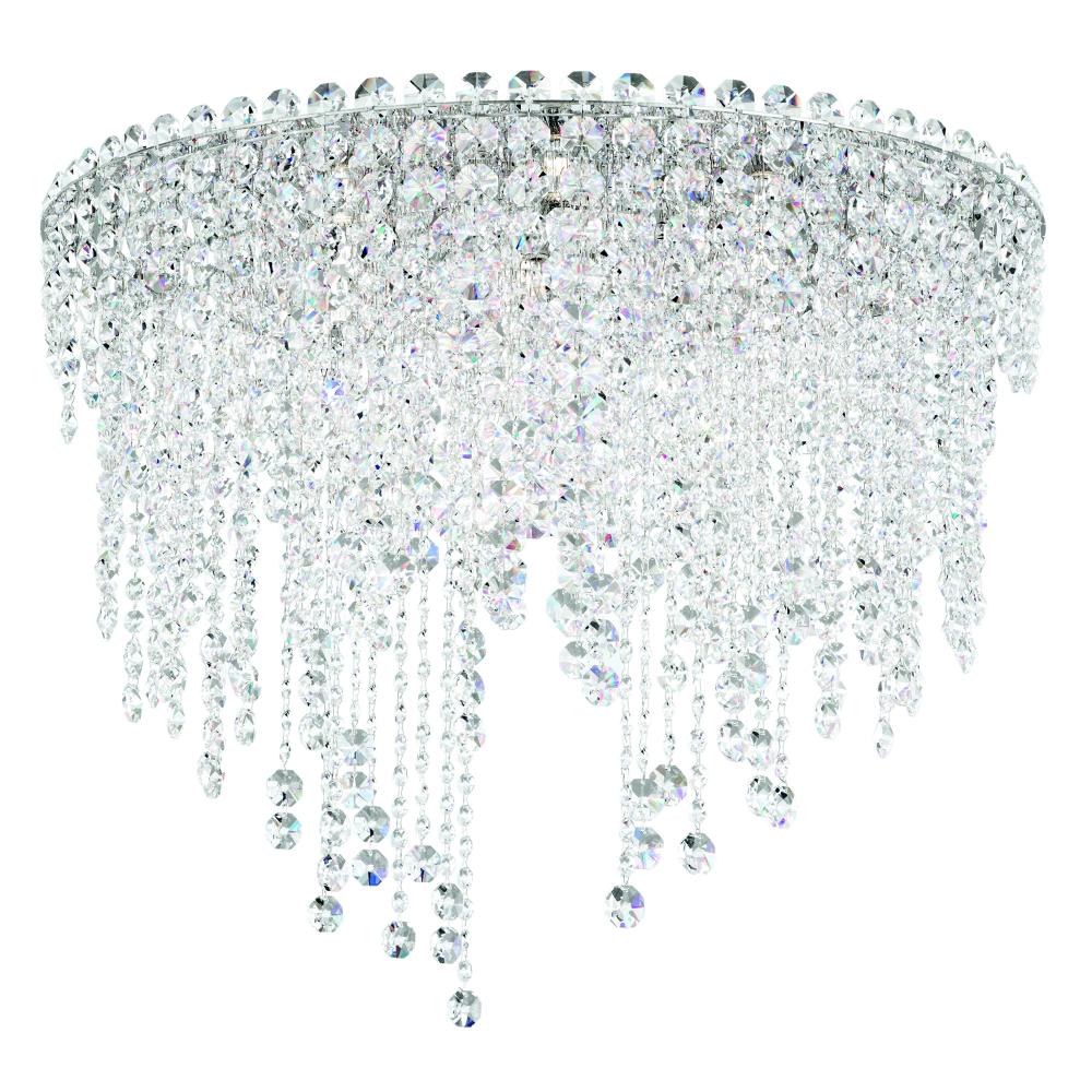 Schonbek CH2401N-401O Chantant 6 Light 24in x 20.5in Flush Mount in Polished Stainless Steel with Clear Optic Crystals