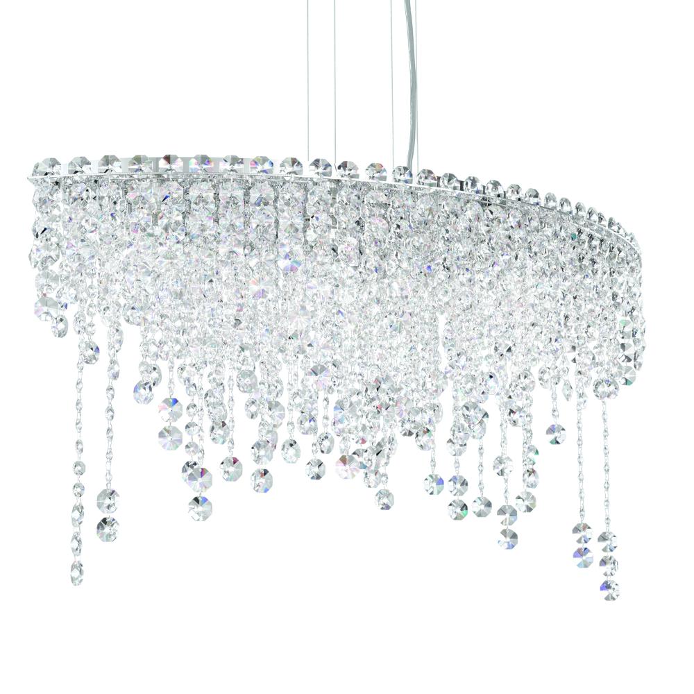 Schonbek CH3611N-401O Chantant 6 Light 33in x 16.5in Linear Pendant in Polished Stainless Steel with Clear Optic Crystals