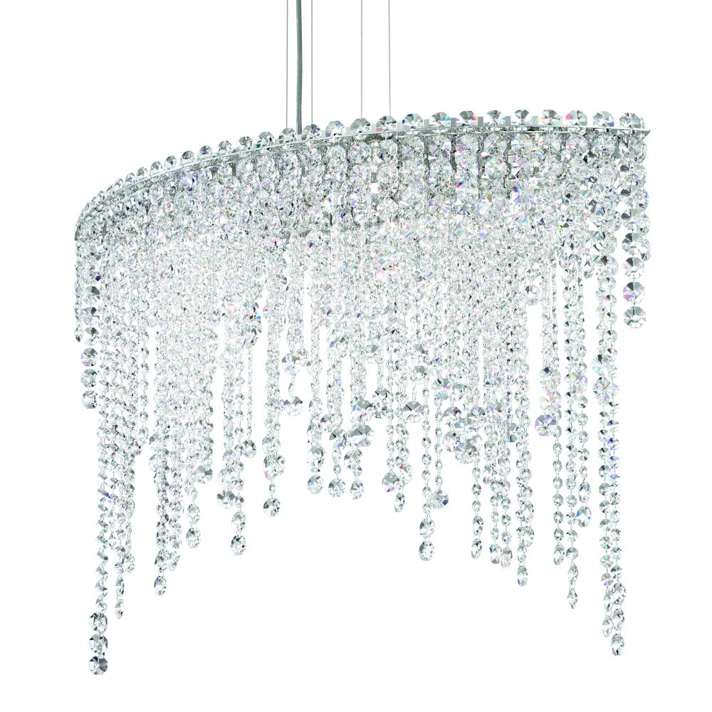 Schonbek CH3612N-401O Chantant 6 Light 33in x 24in Linear Pendant in Polished Stainless Steel with Clear Optic Crystals