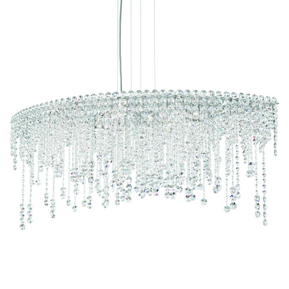 Schonbek CH4811N-401O Chantant 8 Light 43in x 18.5in Linear Pendant in Polished Stainless Steel with Clear Optic Crystals
