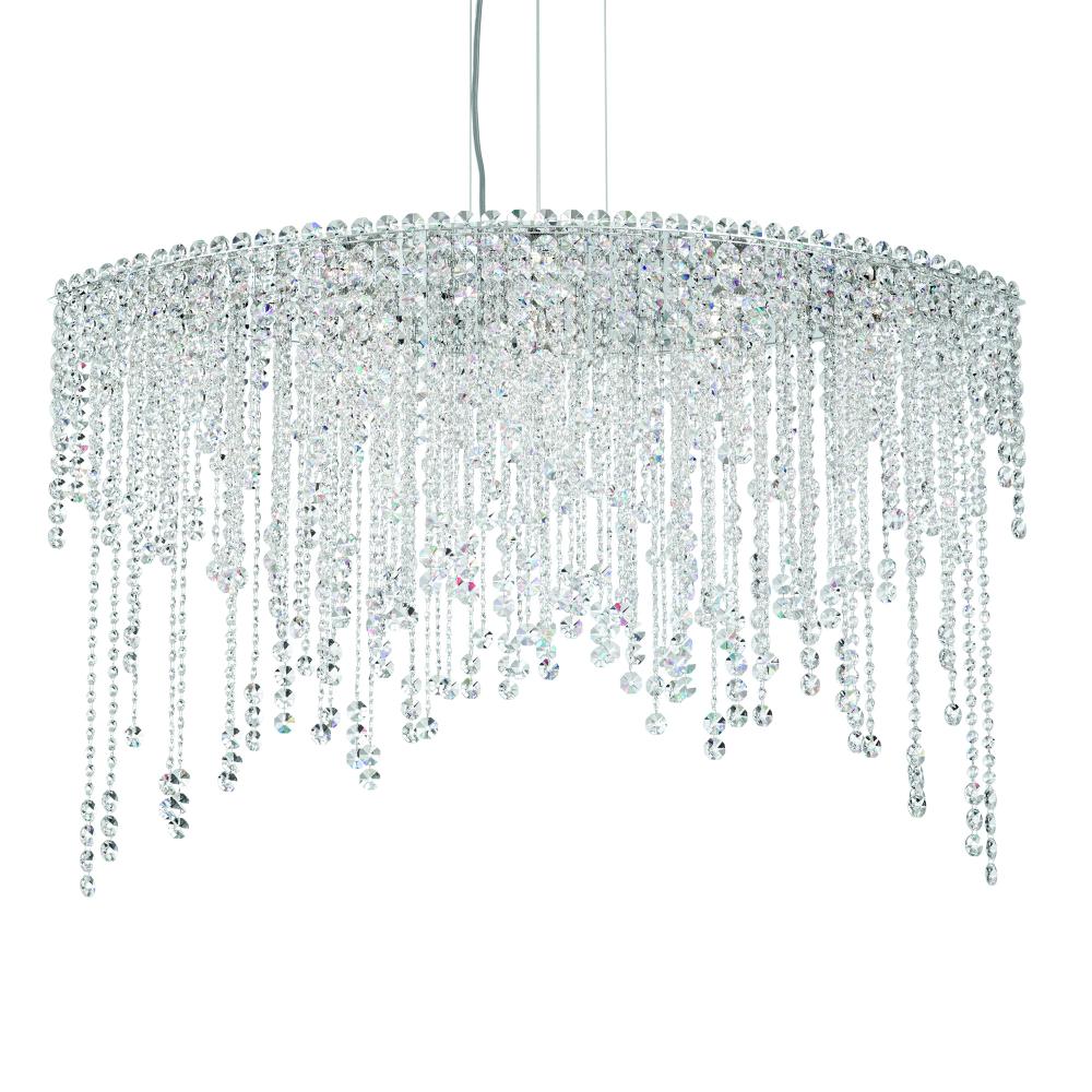 Schonbek CH4812N-401O Chantant 8 Light 43in x 27in Linear Chandelier in Polished Stainless Steel with Clear Optic Crystals