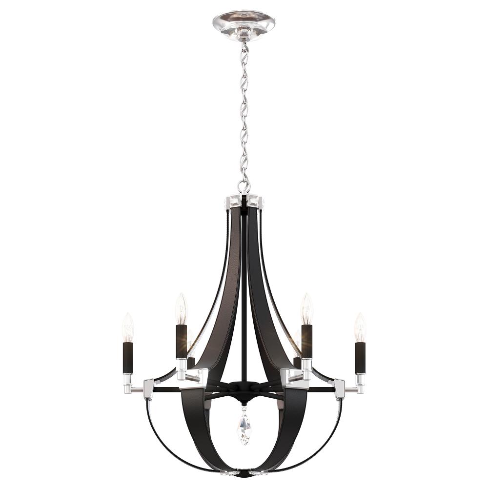 Schonbek CY1006N-LB1R Crystal Empire 6 Light 24in x 29.5in Chandelier in Black with Clear Radiance Crystals