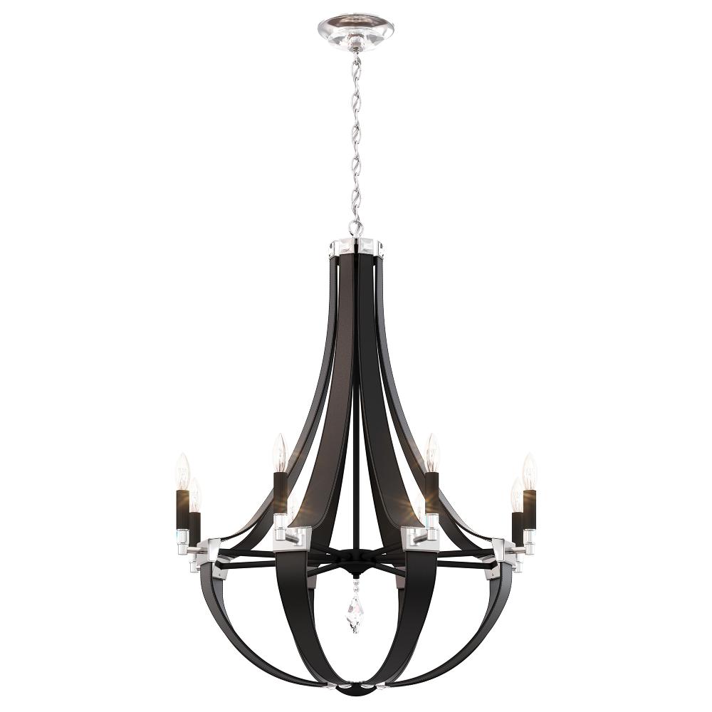 Schonbek CY1008N-LB1R Crystal Empire 8 Light 30in x 38in Chandelier in Black with Clear Radiance Crystals