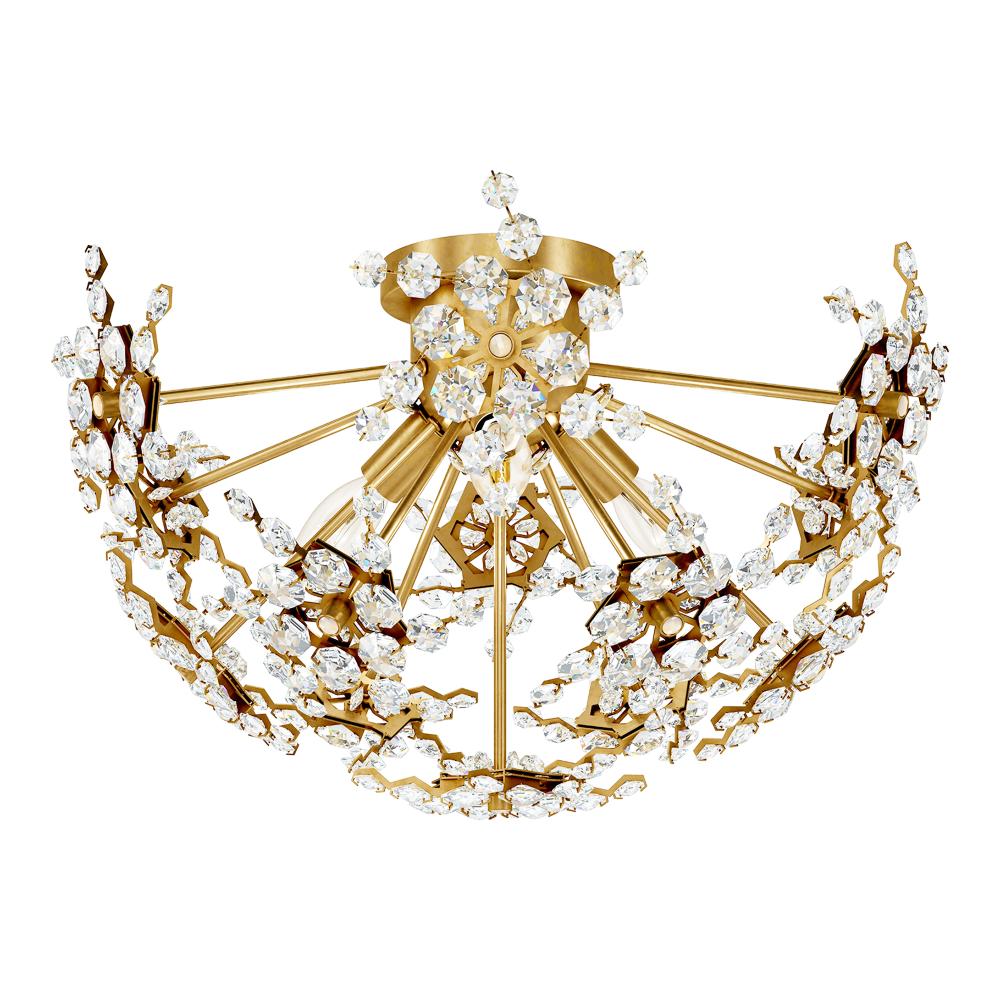 Schonbek DN1218N-22R Esteracae 3 Light 18in x 11in Semi-Flush Mount in Heirloom Gold with Clear Radiance Crystals