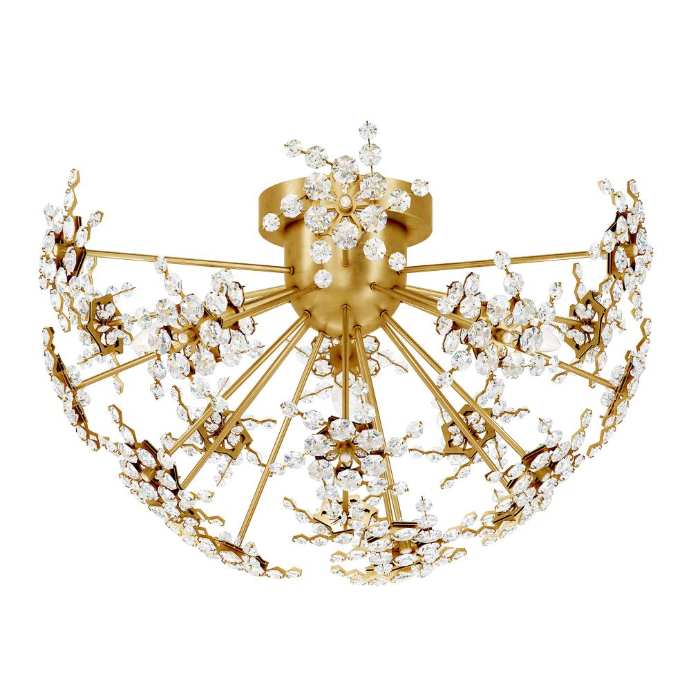 Schonbek DN1224N-22R Esteracae 3 Light 24.5in x 15.5in Semi-Flush Mount in Heirloom Gold with Clear Radiance Crystals
