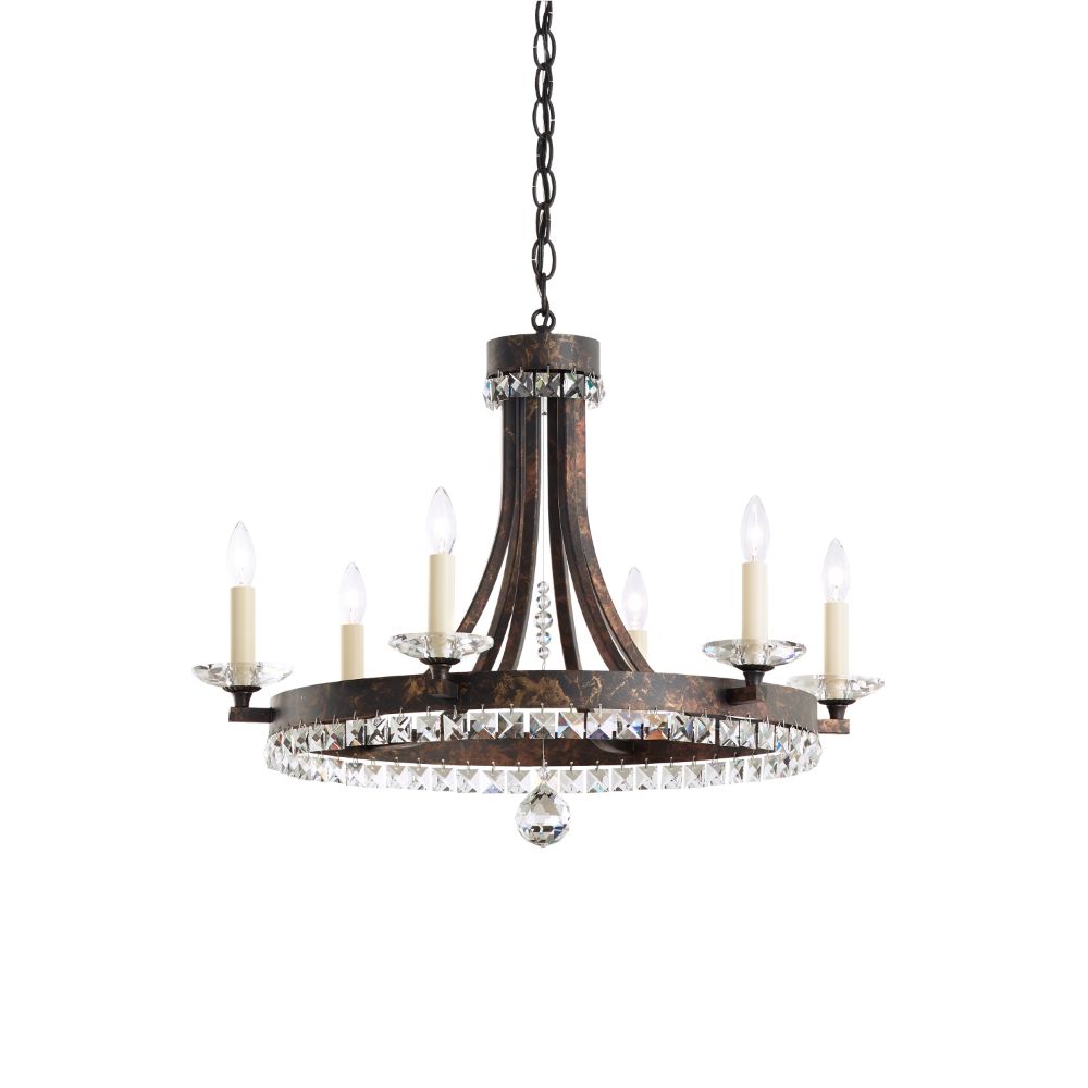 Schonbek ER1006N-06H Early American 6 Light Transitional Pendant In White With Clear Heritage Crystal