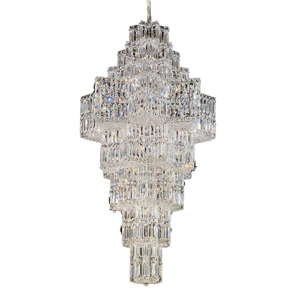 Schonbek 2727-40 Equinoxe 63 Light Chandelier in Silver with Clear Gemcut Crystal