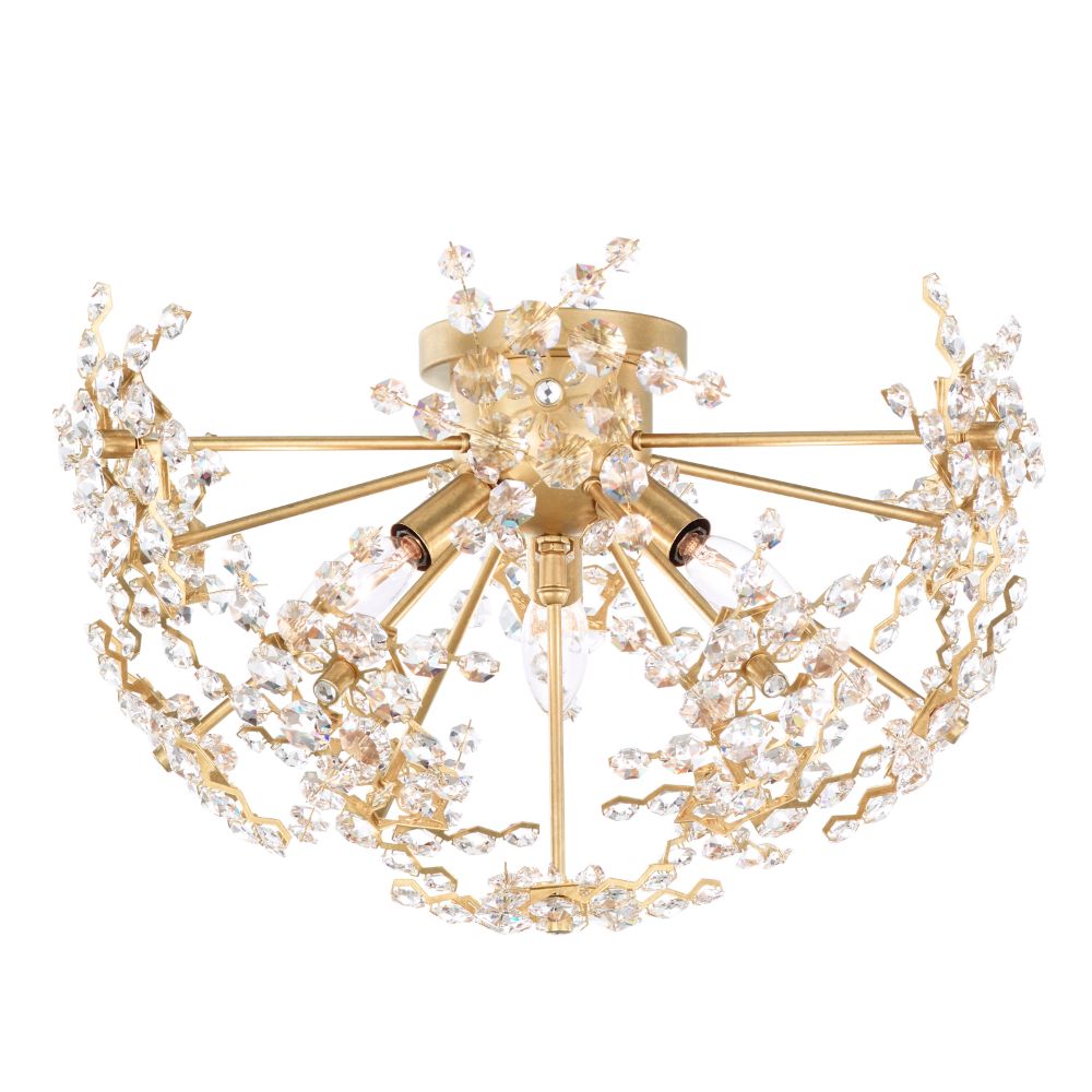 Schonbek DN1218N-22H Esteracae 3 Light Transitional Semi-flush In Heirloom Gold With Clear Heritage Crystal