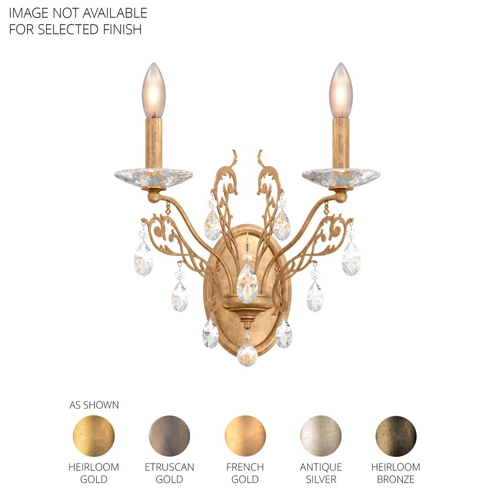 Schonbek FE7002N-22H Filigrae 2 Light 14in x 16in Wall Sconce in Heirloom Gold with Clear Heritage Handcut Crystals