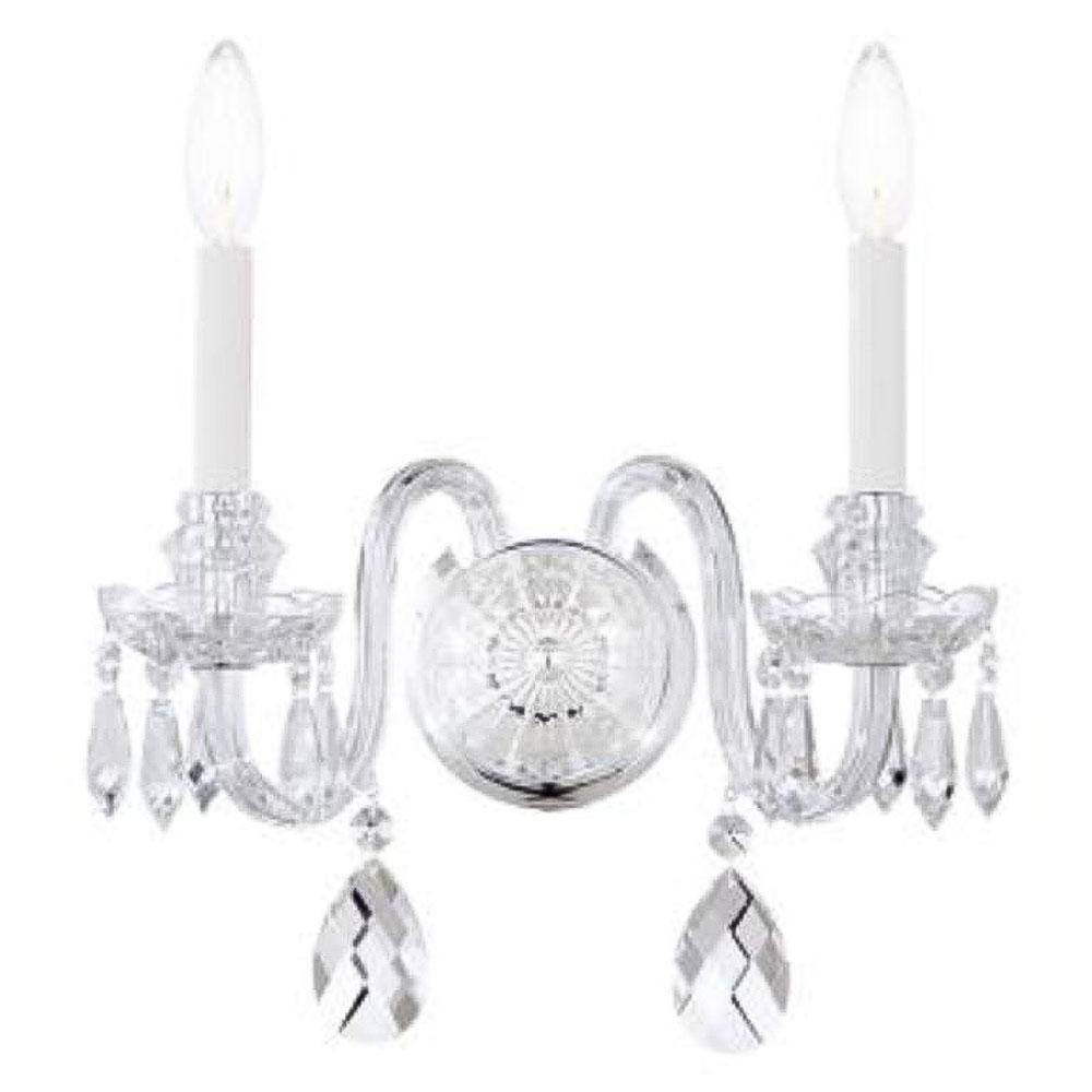 Schonbek HA5802N-40H Hamilton Nouveau 2 Light Wall Sconce in Silver with Clear Heritage Handcut Crystals