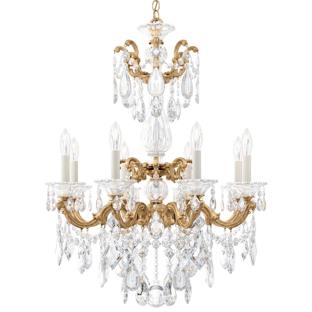 Schonbek 5007-26A La Scala 8 Light Chandelier in French Gold with Clear Spectra Crystal