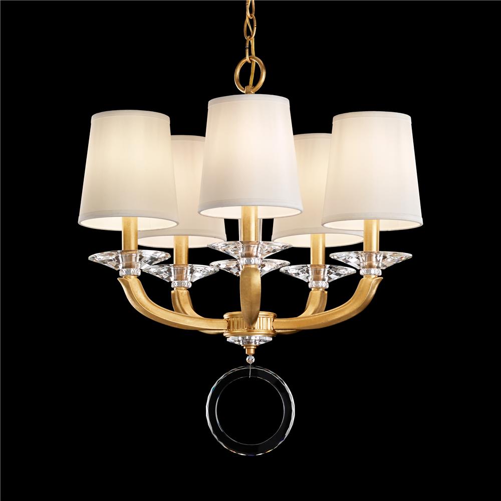 Schonbek MA1005N-48O Emilea 5 Light Chandelier in Antique Silver with Clear Optic Crystal and Shade Hardback Off White