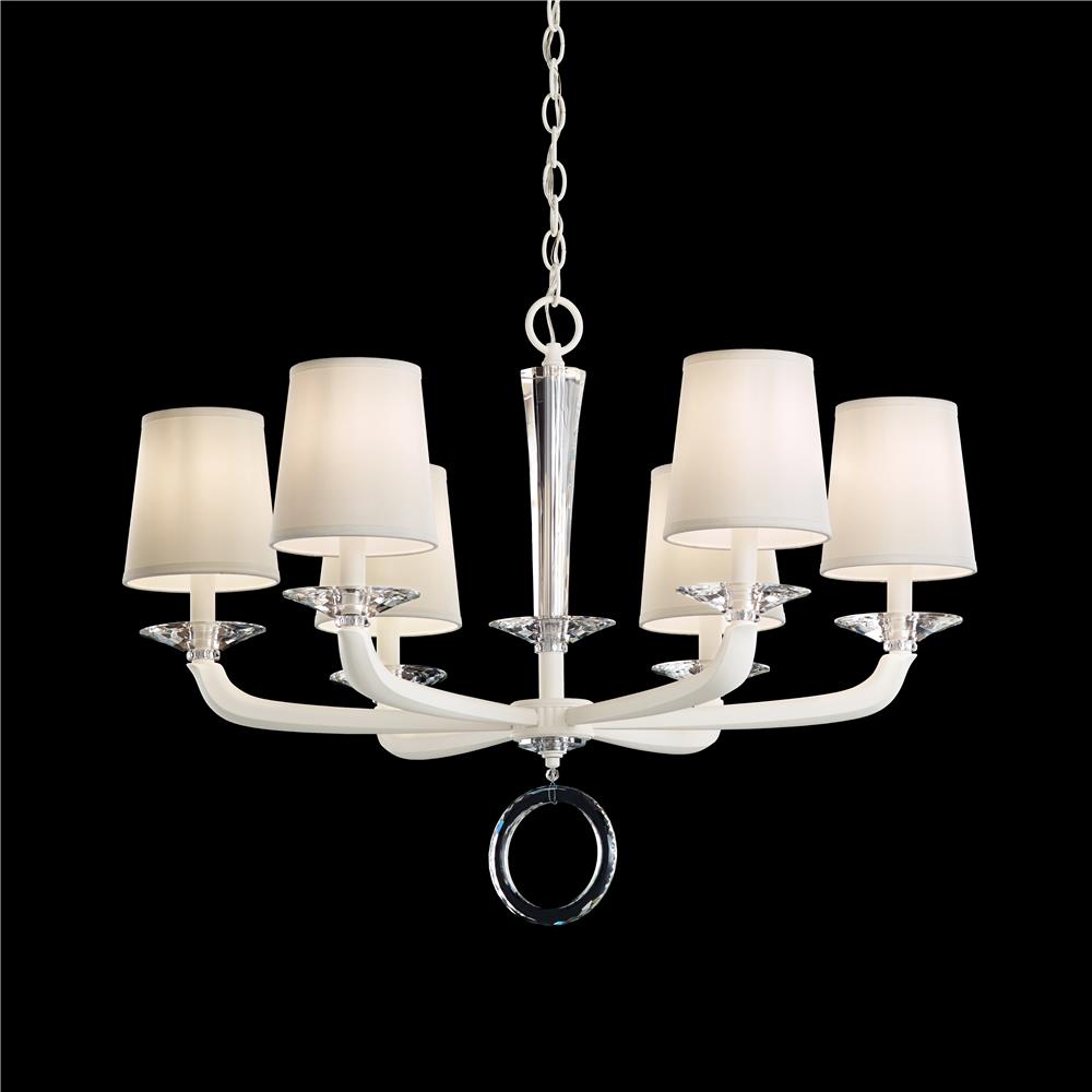 Schonbek MA1006N-76O Emilea 6 Light Chandelier in Heirloom Bronze with Clear Optic Crystal and Shade Hardback Off White
