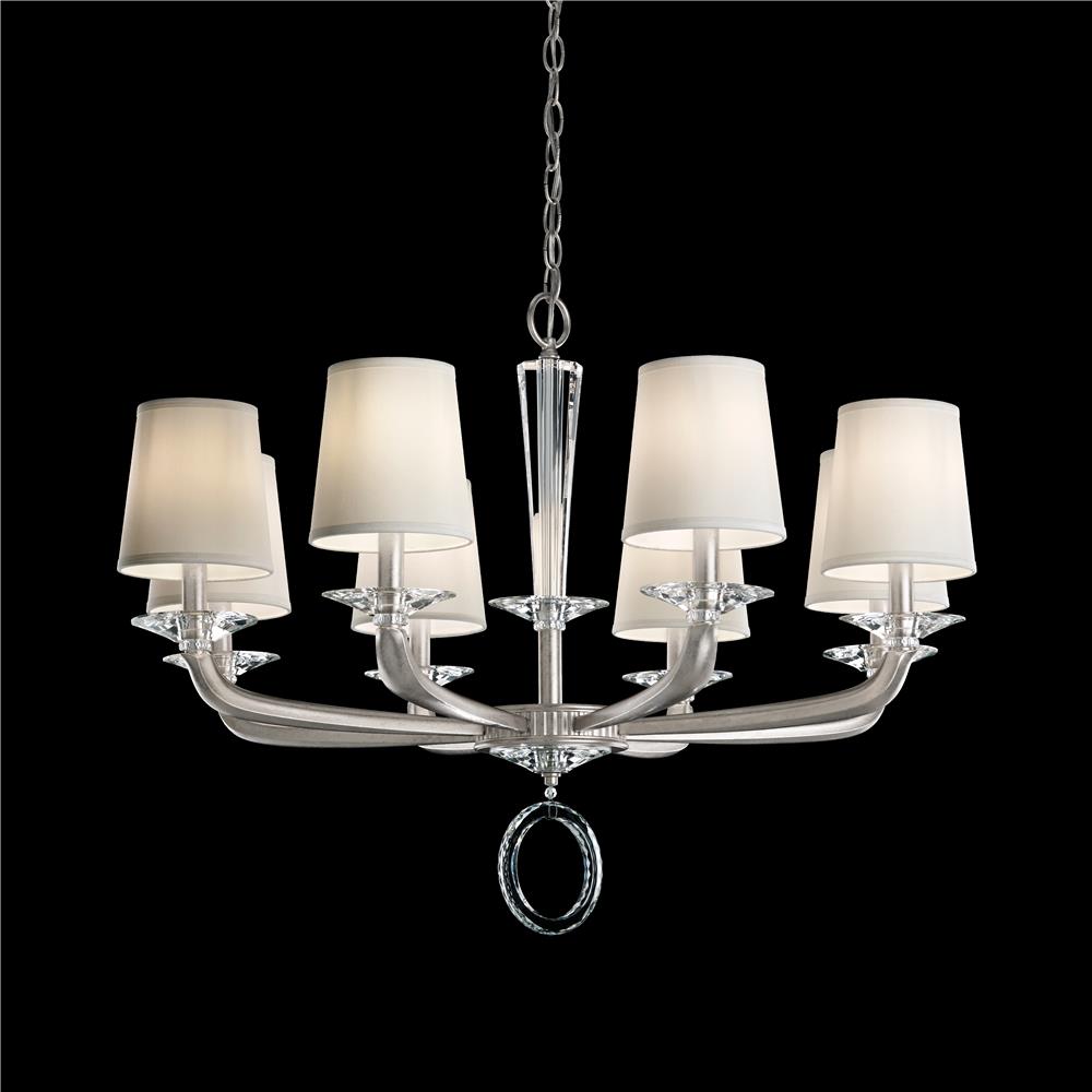 Schonbek MA1008N-76O Emilea 8 Light Chandelier in Heirloom Bronze with Clear Optic Crystal and Shade Hardback Off White
