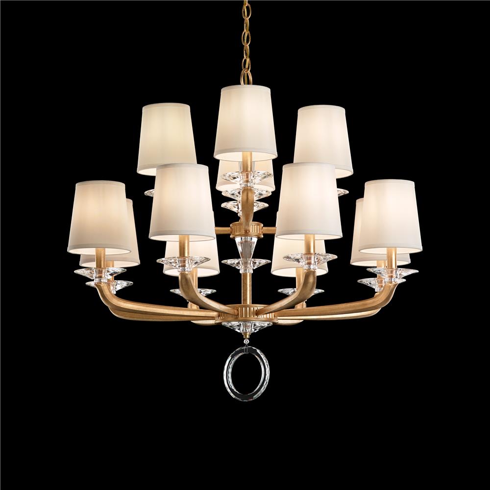 Schonbek MA1012N-06O Emilea 12 Light Chandelier in White with Clear Optic Crystal and Shade Hardback Off White