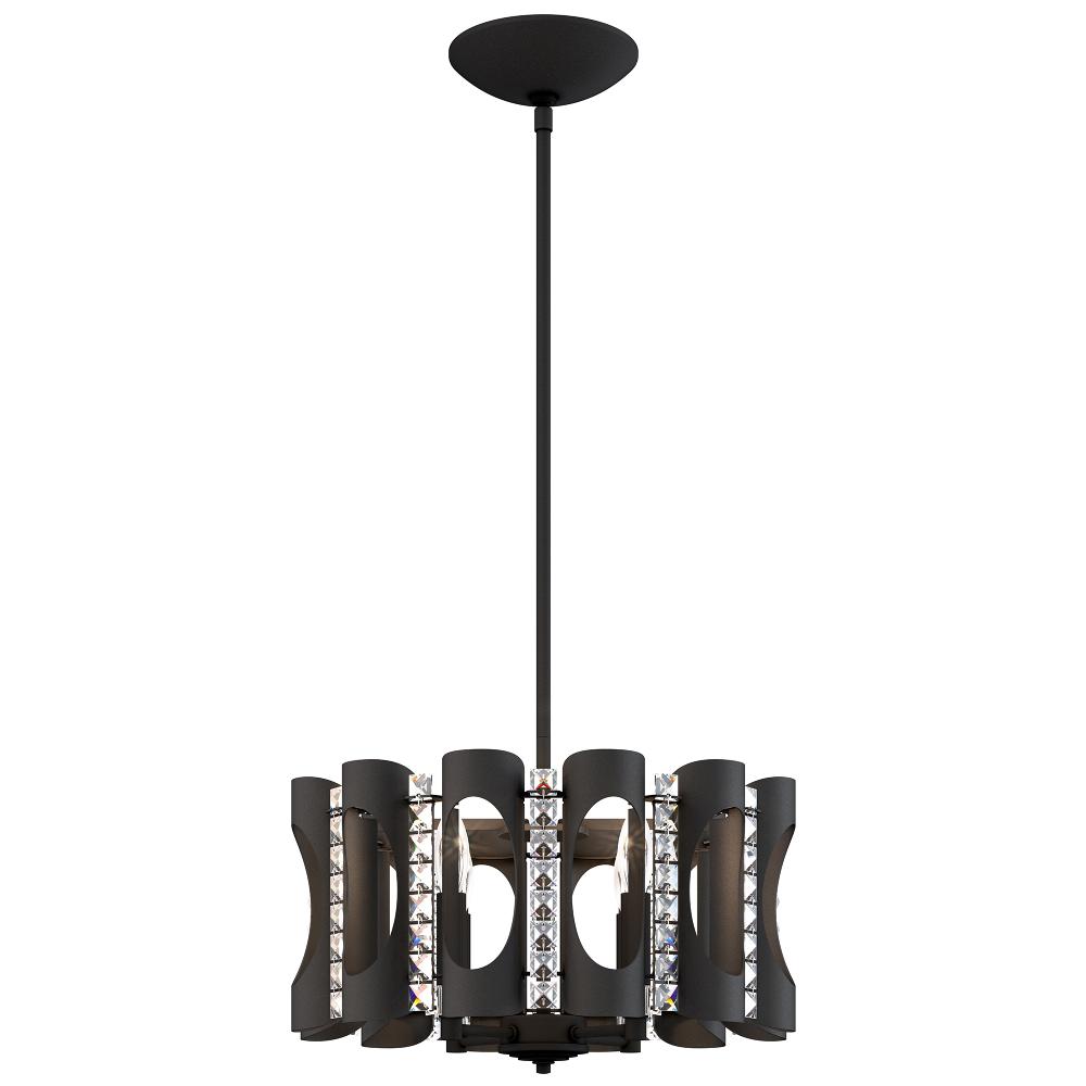 Schonbek MR1004N-BK1O Twilight 4 Light 18in x 8.5in Pendant in Black with Clear Optic Crystals