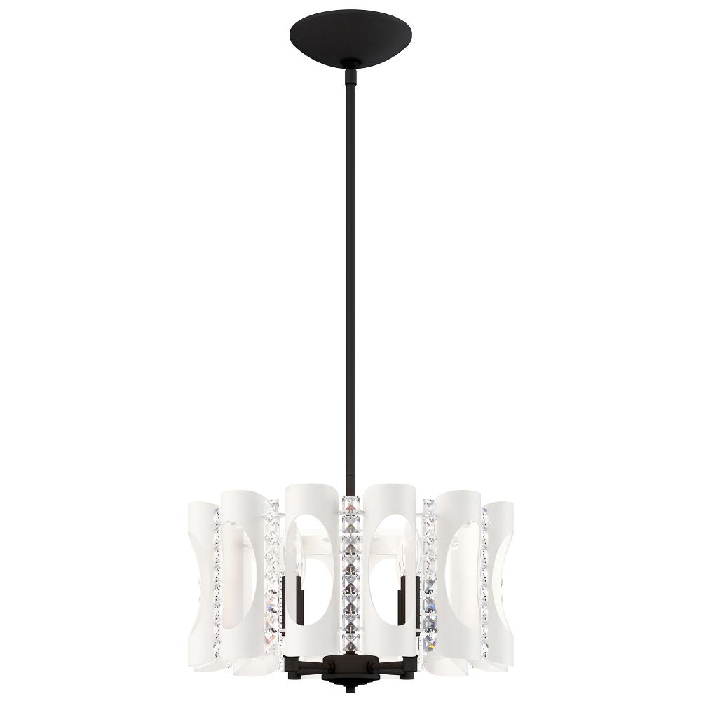 Schonbek MR1004N-WH1O Twilight 4 Light 18in x 8.5in Pendant in White with Clear Optic Crystals