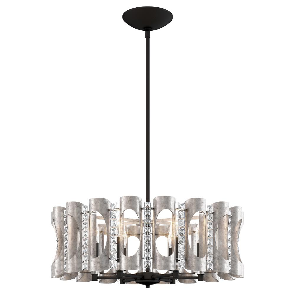 Schonbek MR1006N-48O Twilight 6 Light 25in x 8.5in Chandelier in Antique Silver with Clear Optic Crystals
