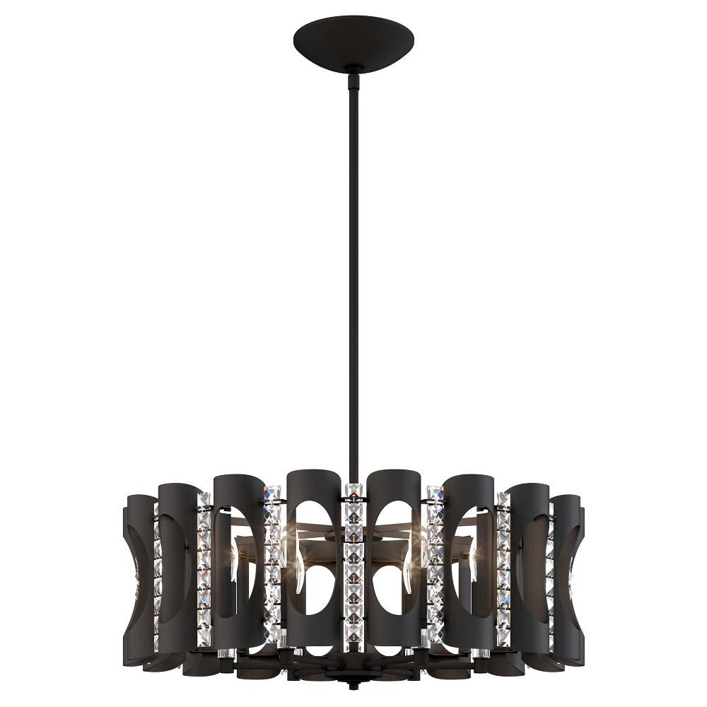 Schonbek MR1006N-BK1O Twilight 6 Light 25in x 8.5in Chandelier in Black with Clear Optic Crystals