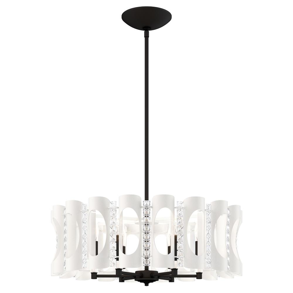 Schonbek MR1006N-WH1O Twilight 6 Light 25in x 8.5in Chandelier in White with Clear Optic Crystals
