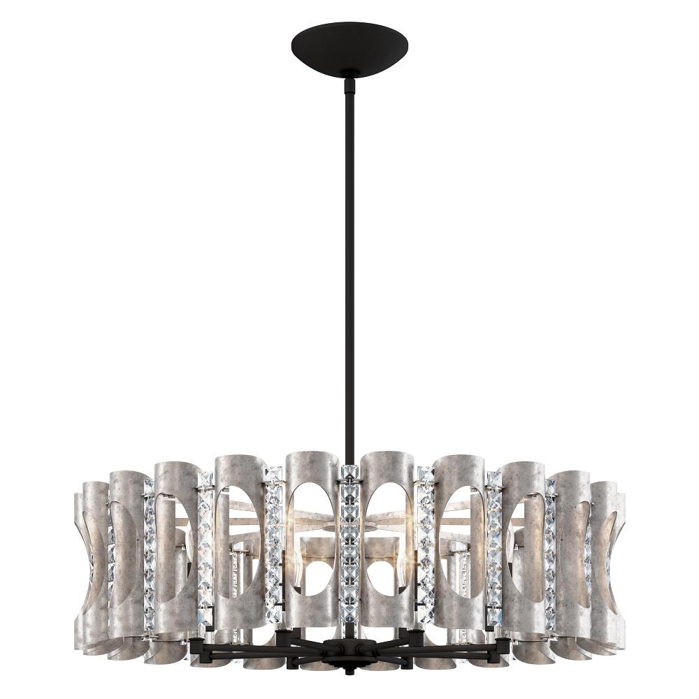 Schonbek MR1008N-48O Twilight 8 Light 31in x 8.5in Chandelier in Antique Silver with Clear Optic Crystals