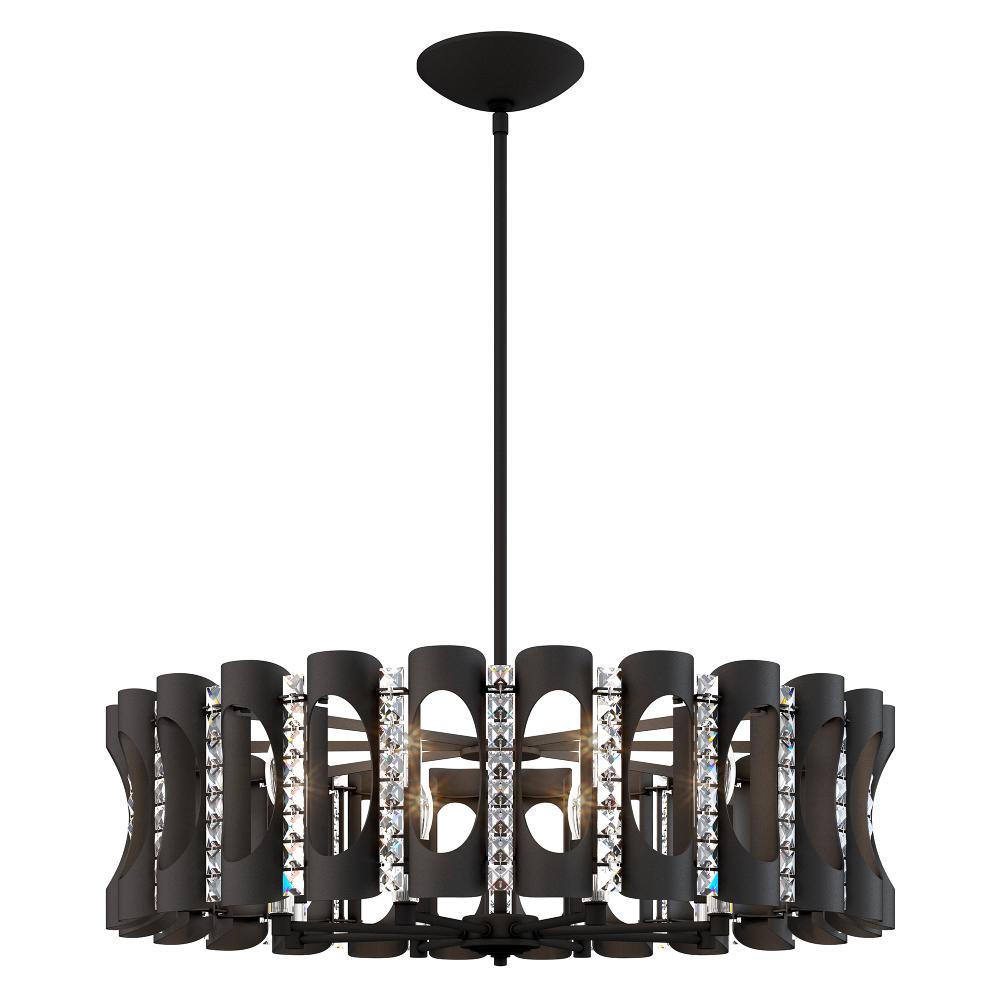 Schonbek MR1008N-BK1O Twilight 8 Light 31in x 8.5in Chandelier in Black with Clear Optic Crystals
