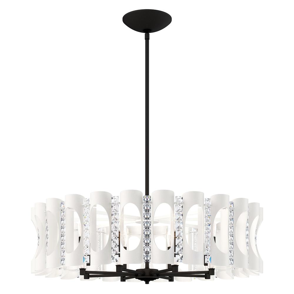 Schonbek MR1008N-WH1O Twilight 8 Light 31in x 8.5in Chandelier in White with Clear Optic Crystals